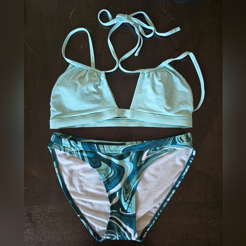 Mint Green/Blue Bikini Set